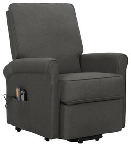 329730 vidaXL Fotoliu de masaj cu ridicare, gri închis, textil