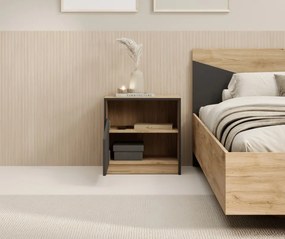 Noptiera, 50x50 cm, Atson, ADRK Furniture (Culoare: Stejar / Gri)