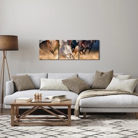 Tablou - Caii în deșert (cu ceas) (90x30 cm)