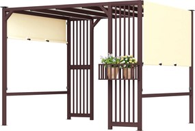 Outsunny Pergolă Pavilion 3x2,5m UPF30+ stabil rezistent la iarnă protecție solară cu prelată glisantă reglabilă Maro închis | Aosom Romania