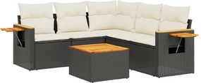 vidaXL Set mobilier de grădină cu perne, 6 piese, negru, poliratan