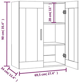 Dulap de perete suspendat, stejar sonoma, 69,5x34x90 cm 1, Stejar sonoma