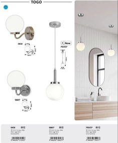 Pendul pentru baie design modern IP44 Togo crom, alb