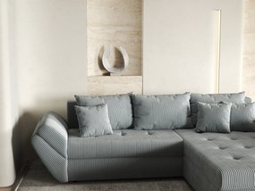 Colțar extensibil dumonde cu ladă de depozitare si sezut confortabil din spuma high-density, Loana Zoom Grey II 270x185 cm