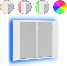 vidaXL Dulap de baie cu oglindă și LED, alb, 60x12x45 cm acril