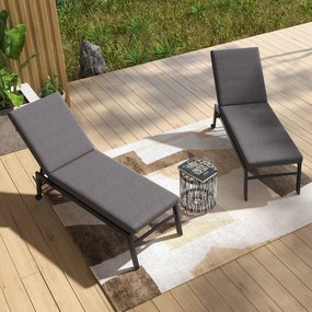 Outsunny Set de 2 Perne pentru Șezut și Spătar, Înlocuire Perne pentru Scaune de Patio, Perne cu Șnururi pentru Interior și Exterior, Gri | Aosom Romania