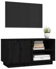 Comoda TV, negru, 80x35x40,5 cm, lemn masiv de pin