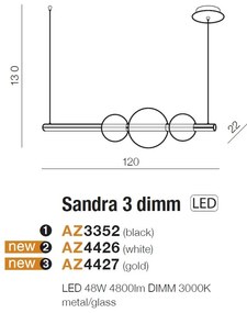 Lustra LED dimabila design modern SANDRA 3 WH