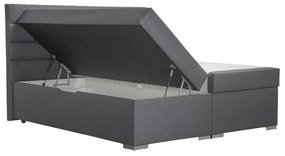 Pat tapițat NEW BOLERO 180x200 cm, cu spațiu de depozitare și saltele cu topper, gri