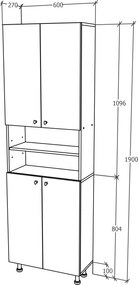 Soldat Baie Zaria, 4 Usi, Alb lucios/Alb, MDF, L 60 x l 27 x H 190 cm