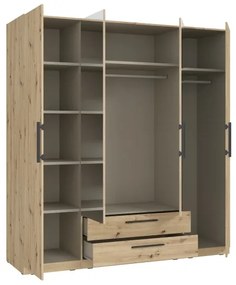 Dulap MARO cu oglindă, 200 x 213 cm, finisaj stejar artisan