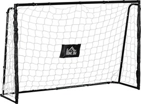 HOMCOM But de fotbal poarta de fotbal structura metal plasa PE cuie &amp; unelte incluse dim. 186L x 62l x 123H cm negru alb | Aosom Romania