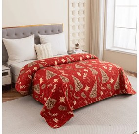 Cuvertura de pat cu model GOLD CHRISTMAS, rosu Dimensiune: 220 x 240 cm