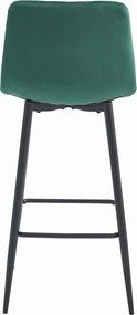Scaun de bar POZZA VELVET cu picioare negre, verde inchis