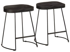 vidaXL Scaune de bar 2 buc Negru 46x38x52 cm lemn masiv de mango