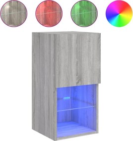 vidaXL Comodă TV cu lumini LED, gri sonoma, 30,5x30x60 cm