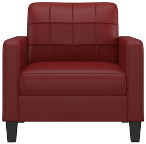 Canapea de o persoana, rosu vin, 60 cm, piele ecologica Bordo, 78 x 77 x 80 cm