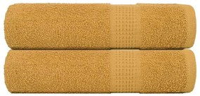 vidaXL Prosoape de baie 2 buc Aur 100x150 cm 360 g/m² 100% bumbac