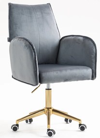 HR280K Scaun Grafit  din Catifea cu Bază Aurie