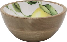 Bol din lemn de mango, natural, cu imprimeu lămâi, 15x7 cm, 500 ml, „Tours"