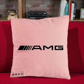 Perna Personalizata cu emblema Mercedes-AMG, 40x40 cm, Roz, Husa Detasabila, Perna Inclusa, BEKZ®