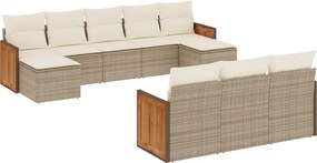 vidaXL Set canapele de grădină cu perne, 10 piese, bej, poliratan