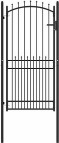 vidaXL Poartă de gard cu țepi cu blocare Negru 100 x 200 cm