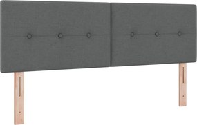 vidaXL Tăblie LED cu benzi LED cu headboard Gri închis 160 cm țesătură