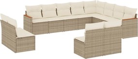 vidaXL Set canapele de grădină cu perne, 12 piese, bej, poliratan