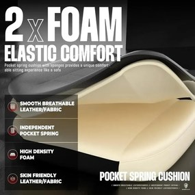 DOWINX Scaun gaming, ergonomic, suport lombar cu masaj, Șezut cu Arcuri Metalice și Spumă, Spătar înalt, rabatabil 90°-145°, Suport picioare, rezistent 150 kg, material PU respirabil, Negru