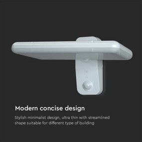 LED lampă solară de perete cu senzor, 15W, 3,2V, 4000K/6000K, IP65, albă