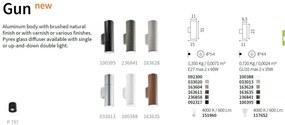 Aplica de perete exterior, IP44, GUN AP2 SMALL NERO 100395