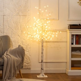 HOMCOM Copac Di Betulla Con 120 Lumini Led Înalt 150cm 3 Niveluri Luminosità Alb | Aosom Romania
