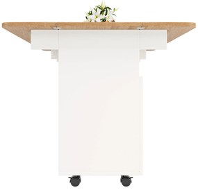 Insulă de bucătărie modernă, Alb+Culoare naturală | Aosom Romania