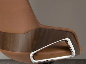 Scaun de birou modern piele sintetica si furnir de nuc Brown