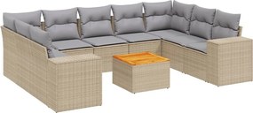 vidaXL Set canapele de grădină cu perne, 10 piese, bej, poliratan