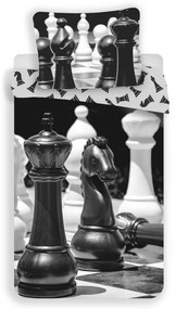 Lenjerie de pat pentru copii alb-negru din bumbac pentru pat de o persoană 140x200 cm Chess – Jerry Fabrics