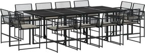 vidaXL Set mobilier de grădină cu perne, 13 piese, negru, poliratan