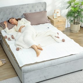 Pătură Încălzitoare HOMCOM 160x140 cm cu 5 Nivele de Căldură Alb | Aosom Romania