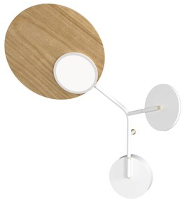 Lampă de perete Ballon 3 left, mai multe variante - TUNTO Model: cadre și parte fixă albe, panou de lemn stejar