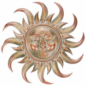 Decorațiune metalică pentru grădină Soare dincupru, diametru 49 cm, 49 x 1 x 49 cm