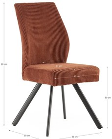 Scaune de dining portocalii 2 buc. din catifea reiată Anibal – Marckeric