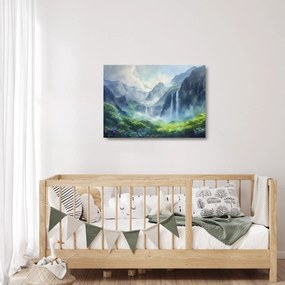 Tablou pe sticlă - Valea cascadelor (70x50 cm)