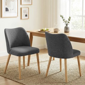 HOMCOM Set 2 Scaune Moderne cu Tapițerie din In, Șezut Confortabil, Spătar Curbat, Picioare din Lemn, Asamblare Ușoară pentru Bucătărie, Cameră, Living. | Aosom Romania