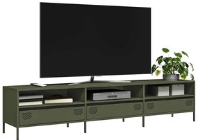 851350 vidaXL Dulap TV, verde măsliniu, 202x39x43,5 cm, oțel laminat la rece