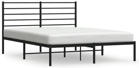 Cadru de pat metalic cu tablie, negru, 120x200 cm