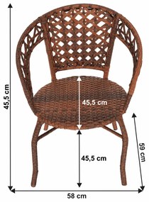 Set de gradina din rattan  1 + 2, maro, JARUB