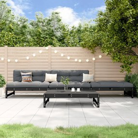 3186596 vidaXL Set mobilier relaxare de grădină 4 piese, negru, lemn masiv pin