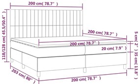 Pat cu arcuri, saltea si LED, albastru, 200x200 cm, textil Albastru, 200 x 200 cm, Benzi verticale