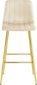 Scaun de bar POZZA VELVET cu picioare aurii, crem